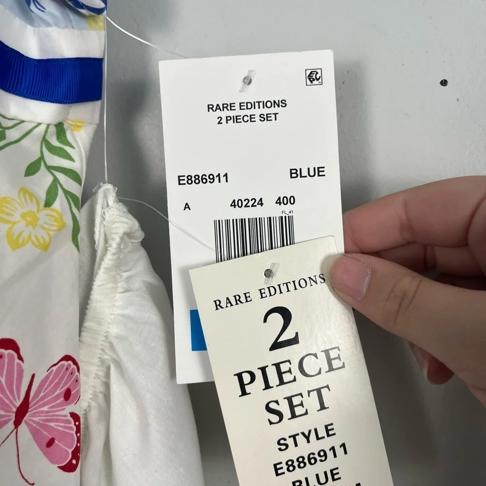 Nwt Rare Editions Little Girls Printed Poplin Dress - Blue size 24 months